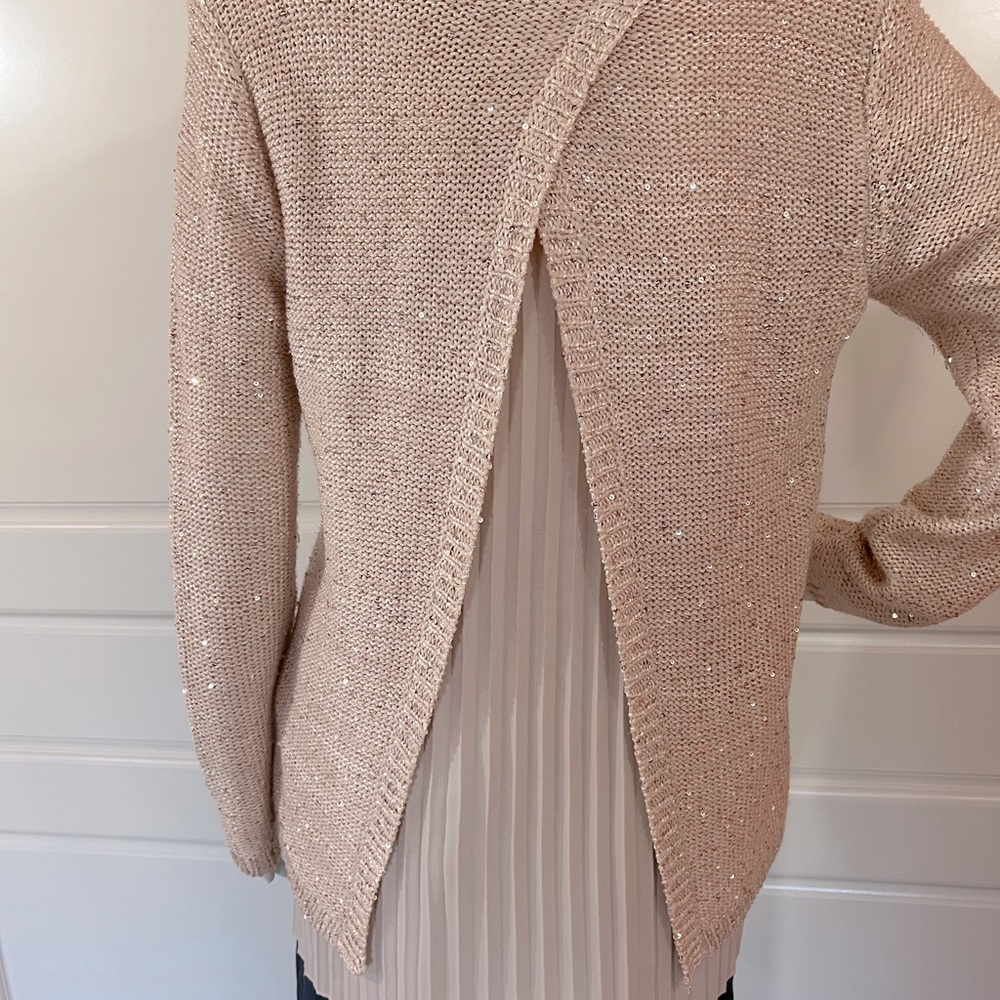Sequined Sweater With Split Back And Semi Sheer P… - image 8